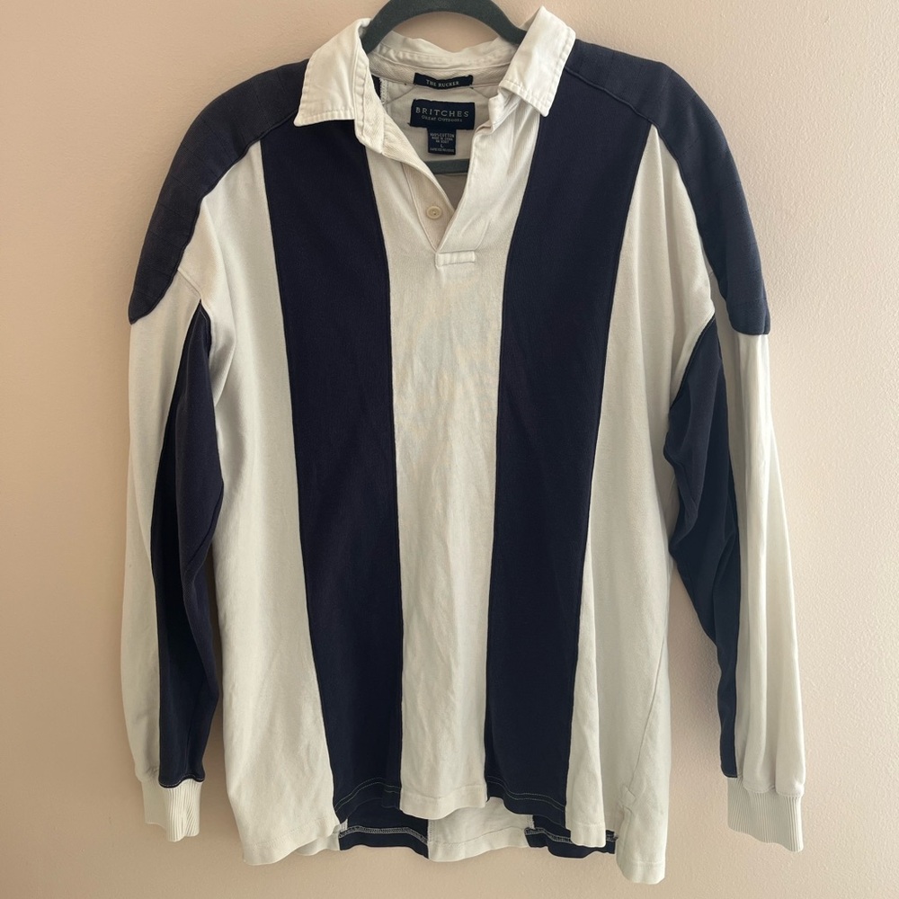 Men’s Vintage Rugby Vertical Stripe Shirt Britches outdoors brand size Large